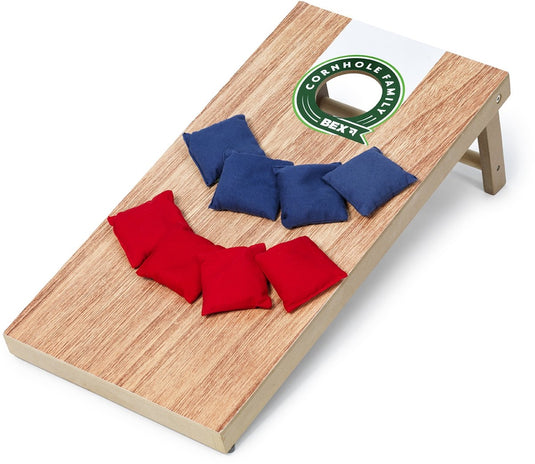 Bex sport bex cornhole family – amerikaans werpspel – bean bag spel – compacte cornhole set met 1 speelbord (60x30x7 cm) – inclusief 8 pittenzakken – vanaf 8 jaar