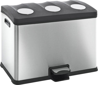 Eko - rejoice recycling pedaalemmer 12+12+12 liter - stainless steel plastic - mat rvs - prullenbak