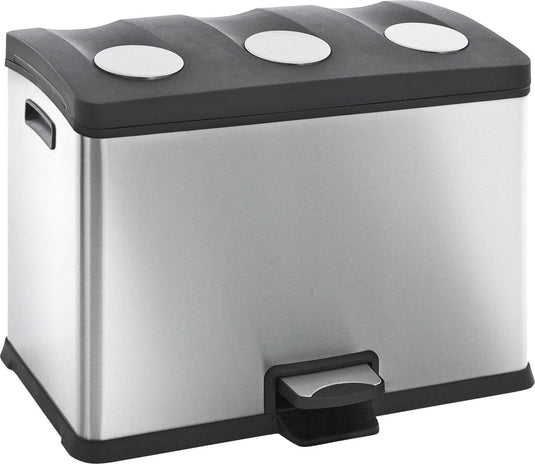 Eko - rejoice recycling pedaalemmer 12+12+12 liter - stainless steel plastic - mat rvs - prullenbak