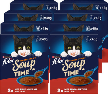 Felix soup filets farm selectie - kattenvoer natvoer - rund kip lam - 48 x 48 g