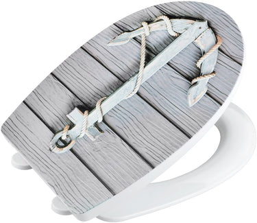 Wenko wc bril rope - thermoplast met structuurprint - easy-close softclose sluiting - fix-clip bevestiging afklikbaar in rvs - belastbaar tot 350 kg - toiletbril decor met structuur - toiletzitting met print