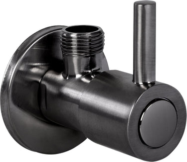 Differnz hoekstopkraan gun metal - met rozet - toiletkraan