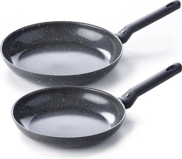 Bk universe koekenpannenset 2-delig - 24 28cm - pfas-vrije antikleeflaag - koekenpan inductie - ovenbestendig tot 160°c - koudgreep - zwart graniet