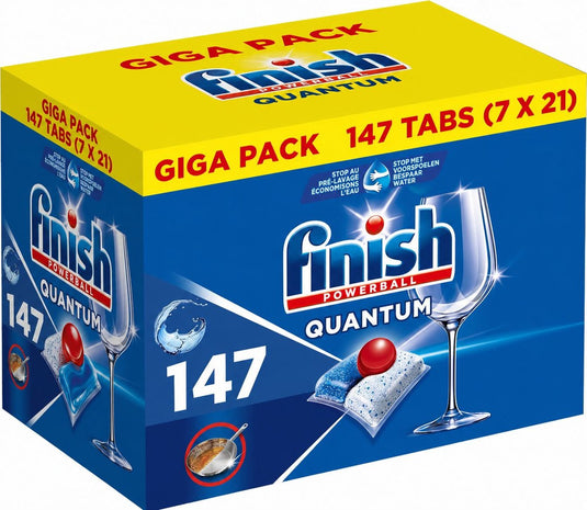 Finish powerball quantum vaatwastabletten - vloeibare powerball voor afwasmachine - reinigt, ontvet en doet glanzen - 147 tabletten - voordeelverpakking