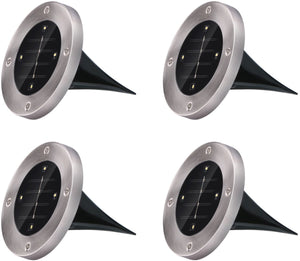 Grundig solar tuinverlichting grondspots - set van 4 prikspots buiten - tuinverlichting led op zonne energie - solar lamp voor padverlichting - rvs - cool white