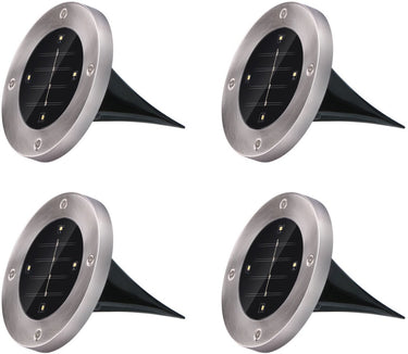 Grundig solar tuinverlichting grondspots - set van 4 prikspots buiten - tuinverlichting led op zonne energie - solar lamp voor padverlichting - rvs - cool white