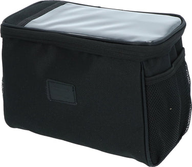 Dresco stuur fietstas – 20 liter -– waterafstotend polyester - hoofdvak - transparant smartphone fietsknooppunten vak - lichtgewicht - gaas vakken aan beide zijkanten - 3 klittenband bevestigingen - clip aansluiting voorlicht - afmeting 22x14x16cm