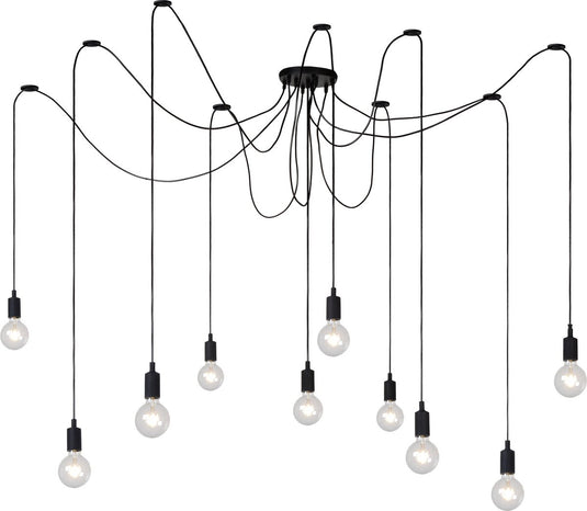 Lucide fix - hanglamp - 10xe27 - geschikt voor vide en hoge plafonds - zwart