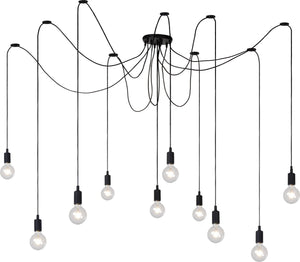 Lucide fix - hanglamp - 10xe27 - geschikt voor vide en hoge plafonds - zwart
