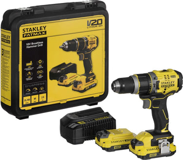 Stanley sfmcd721d2k fatmax® v20 accu klop- schroefboormachine brushless 18v 2.0ah in koffer