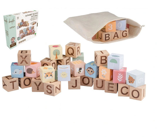 Jouéco ® - the wildies family alfabet blokken met zakje