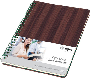 Sigel notitieboek a5 - conceptum - houtstructuur - punt-gelijnd - spiraalgebonden - si-co675