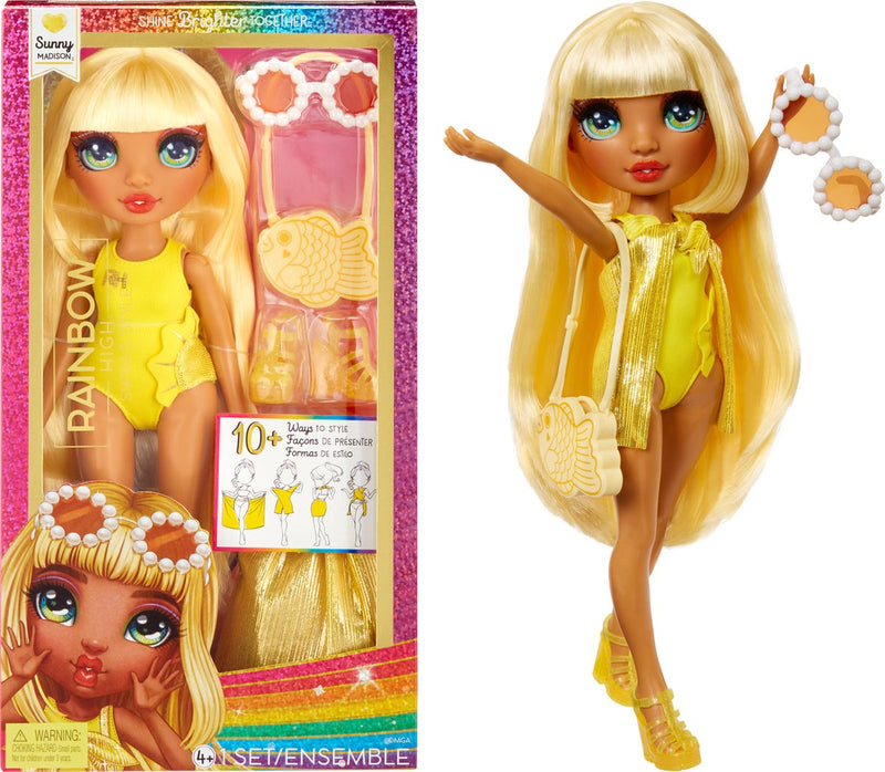 Load image into Gallery viewer, Rainbow high swim style-modepop - 28 cm - sunny (geel)
