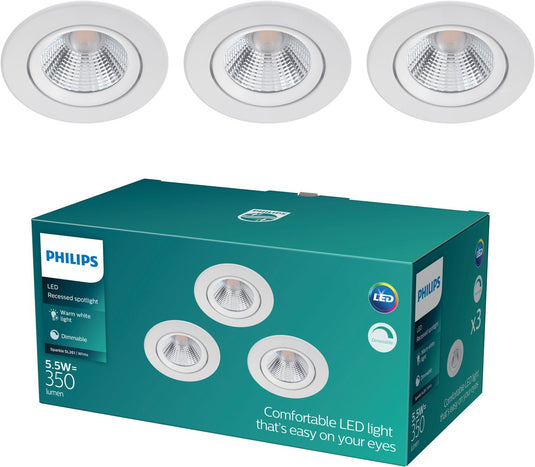 Philips led philips sparkle inbouwspot - 3-lichts - wit