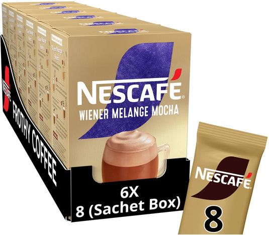 Nescafé wiener melange mocha oploskoffie - 6 doosjes x 8 zakjes