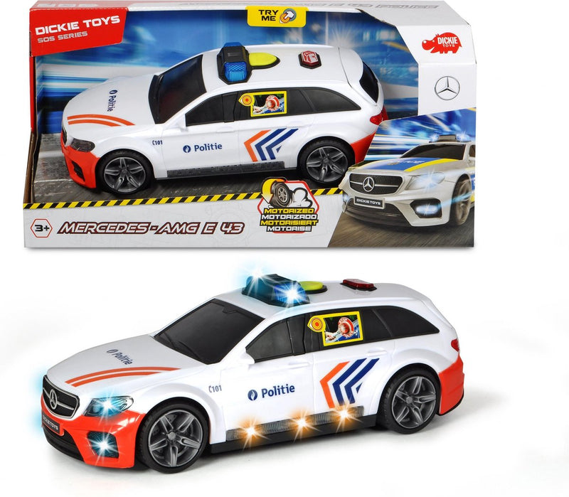 Load image into Gallery viewer, Dickie toys mercedes-amg e43 sos belgische politiewagen - 30 cm - licht geluid - speelgoedvoertuig
