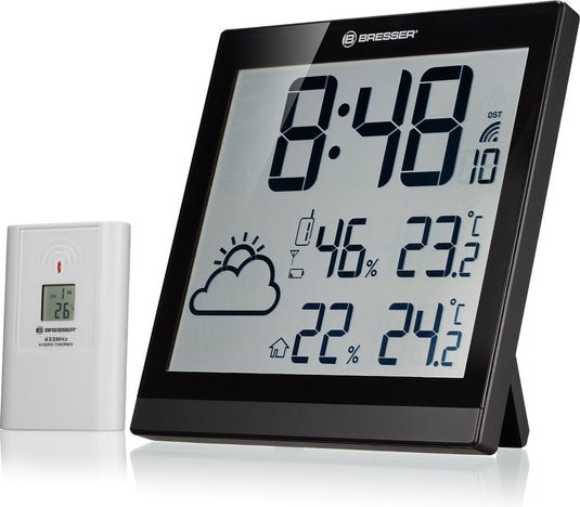 Bresser weerstation - temeotrend jc - zwart - lcd-scherm met weersvoorspelling - binnen en buiten