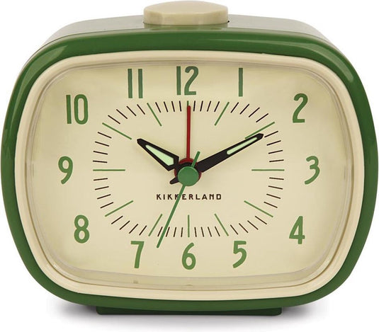 Kikkerland vintage retro wekker groen - classic alarm clock - slaapkamer accessoire - klassiek ontwerp