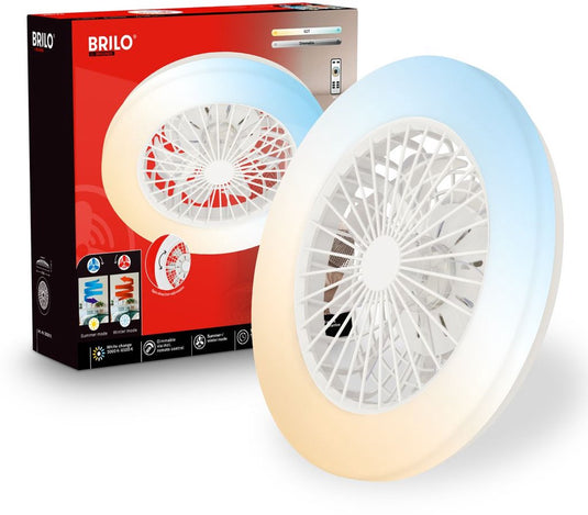 Briloner fantus - plafondventilator met verlichting - led plafondlamp met ventilator - ventilator lamp dimbaar - 5 snelheden - ø48,5cm - wit