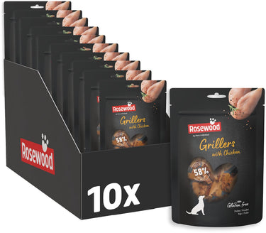 Rosewood grillers kip – zachte hondensnack met 58% kip – met natuurlijke ingrediënten – zonder kunstmatige toevoegingen – 10 x 100 g