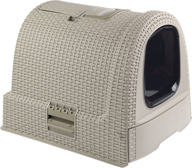Curver kattenbak met lade - gesloten kattenbak - kattentoilet - met schep - warm grey - 51x38,5x39,5 cm