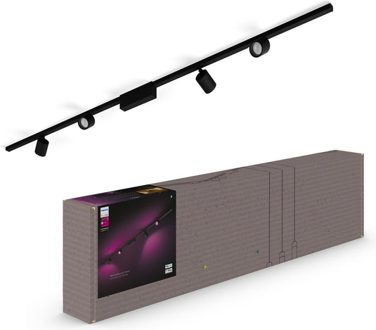 Philips hue perifo railverlichting plafond - wit en gekleurd licht - 4-spots - zwart - basisset