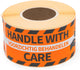 Rillprint etiket handle with care oranje