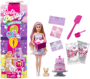 Barbie uitpakparty dierenverjaardag - pop met paarse highlights