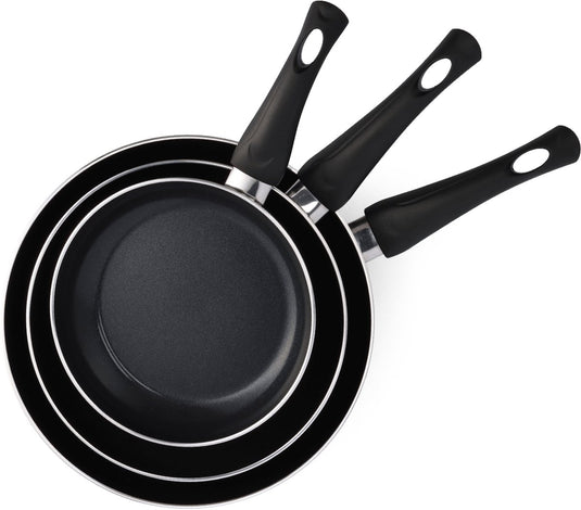Bk brilliant koekenpannenset 3-delig - 20 24 28cm - pfas-vrije antikleeflaag - pannenset inductie - keramische pan - ovenbestendig tot 160°c - koudgrepen - zonder deksel - zwart