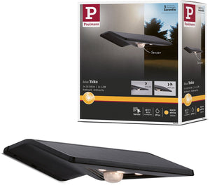 Paulmann solar led-huisnummerverlichting yoko schemergestuurde bewegingsmelder (ir) ip44 3000k 42lm antraciet