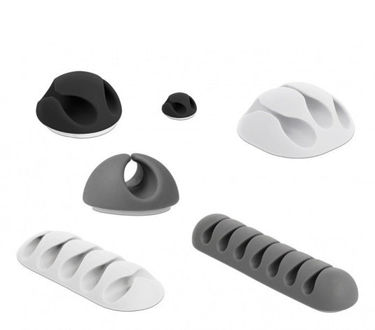 Delock zelfklevende kabelhouders assortiment - 6 stuks zwart wit grijs