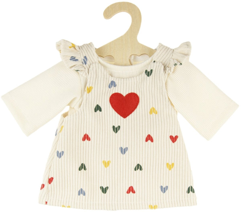Load image into Gallery viewer, Heless poppen ribfluwelen jurk hartjesconfetti, 28-35 cm

