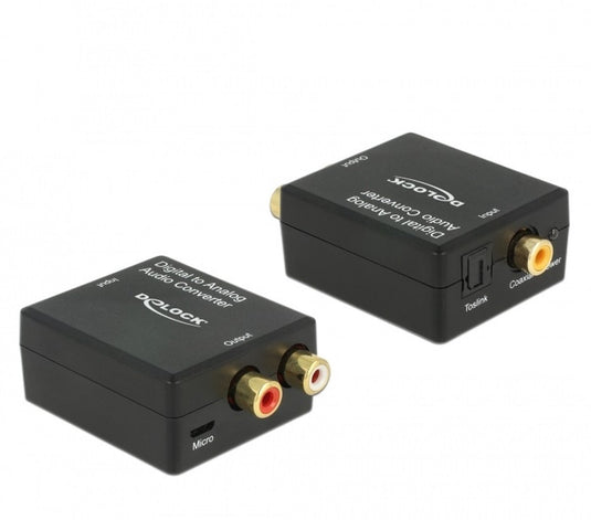Delock audio converter toslink - rca zwart