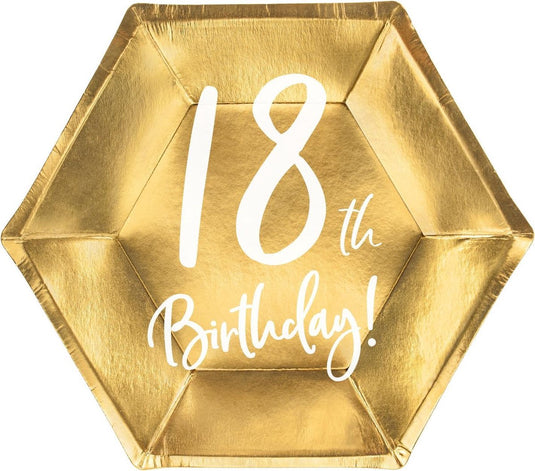 Party-decoration borden 18th birthday goud (6 stuks)