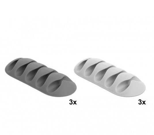 Delock zelfklevende kabelhouders voor 5 kabels - 6 stuks wit grijs