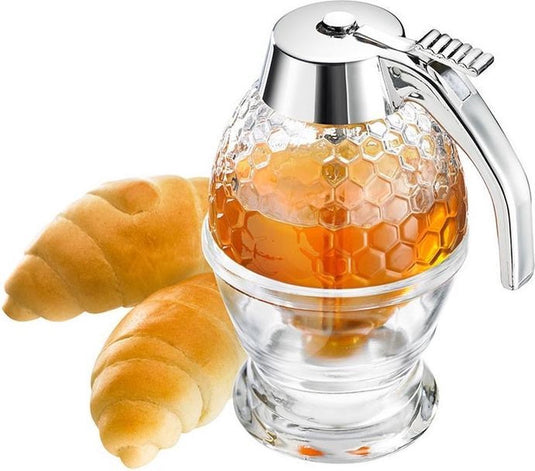 Westmark honingdispenser met onderstel, inhoud: 200 ml, glas plastic, deluxe, transparant zilver, 65132260