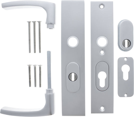 Starx deurkruk op schild - aluminium f1 - aluminium - - deurklink op skg*** met kerntrekbeveiliging 195x50mm pc55 72 aluminium f1