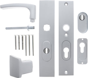 Starx veiligheidsgarnituur - aluminium f1 - aluminium - - deurklink en op skg*** met kerntrekbeveiliging 195x50mm pc55 72 aluminium f1