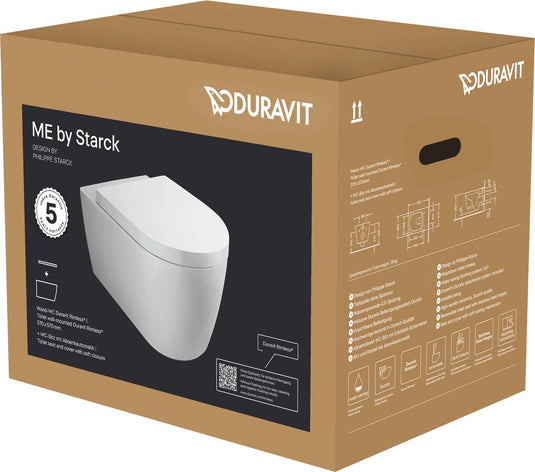Duravit starck me wandclosetpack diepspoel rimless 37x57cm met softclose closetzitting wit