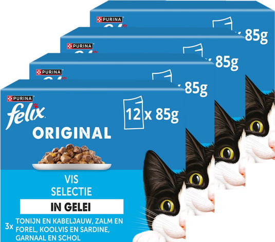 Felix original in gelei - kattenvoer natvoer - vis selectie - 48 x 85 g