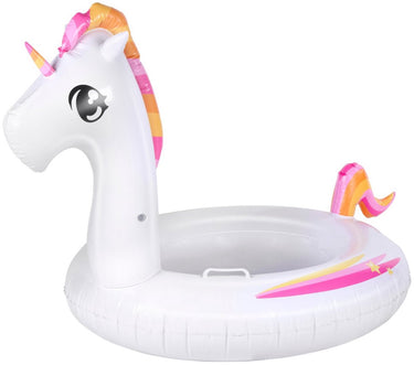 Eddy toys opblaas eenhoorn – opblaasdier kinderen – luchtbed zwembad – opblaasfiguur eenhoorn – met handgrepen en reparatiepatch – 107x71x79 cm