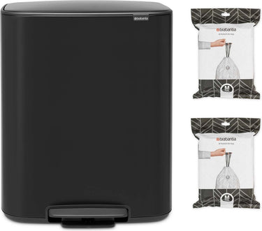 Brabantia bo prullenbak - 60 liter - 1 vak - met 80 vuilniszakken - matt black