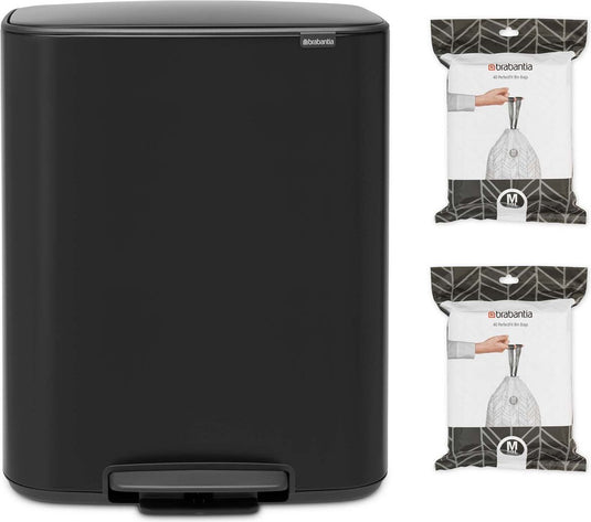 Brabantia bo prullenbak - 60 liter - 1 vak - met 80 vuilniszakken - matt black