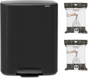 Brabantia bo prullenbak - 60 liter - 1 vak - met 80 vuilniszakken - matt black
