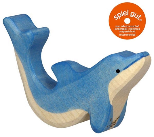 Holztiger zeedieren - dolfijn klein - 12x2x8cm - houten figuur - handgemaakt