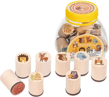 Goki houten stempelset bosdieren - creatieve speelgoedset voor kinderen.
