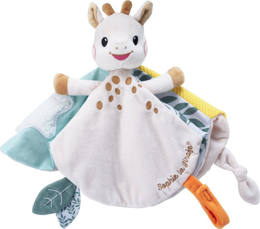 Sophie de giraf knuffeldoekje met speenbevestiging – zacht babyknuffel en praktisch accessoire – ideaal voor troost, speeltijd en als kraamcadeau
