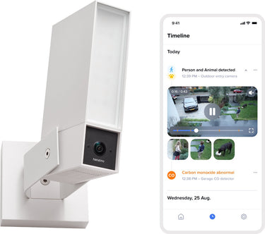 Netatmo beveiligingscamera original - slimme buitencamera met sirene - 2k+ hdr, ai detectie, 110 db sirene nachtzicht - google home, apple homekit amazon alexa - wit
