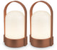 B.k.licht asa - set van 2 oplaadbare tafellampen - snoerloze lamp - dimbaar - kampeerlamp - tentlamp - 50 lm - voor binnen en buiten - 9 x 8 x 15,5 cm - bruin