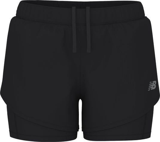 New balance sport 2-in-1 short 3 dames sportbroek - black
